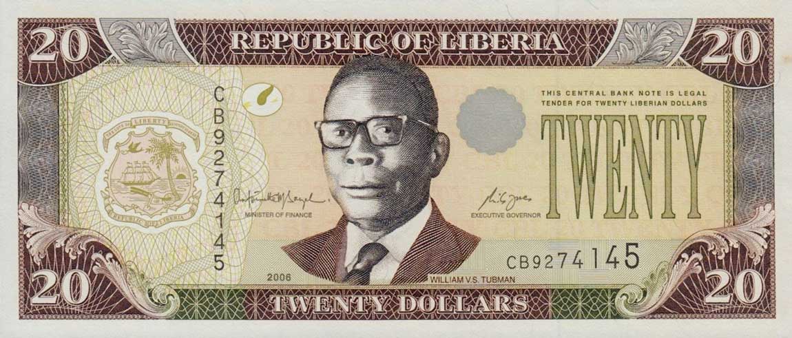 Front of Liberia p28c: 20 Dollars from 2006