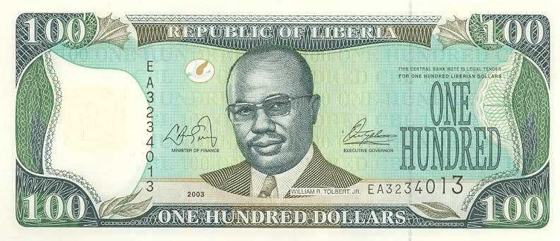 Front of Liberia p30a: 100 Dollars from 2003