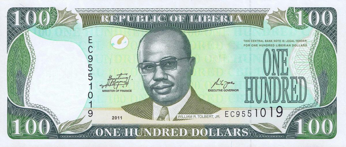 Front of Liberia p30f: 100 Dollars from 2011