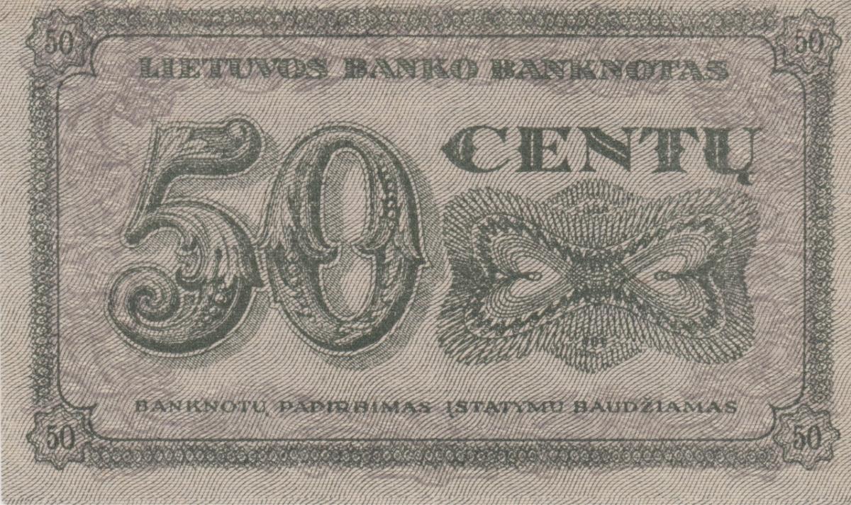 Back of Lithuania p12a: 50 Centu from 1922
