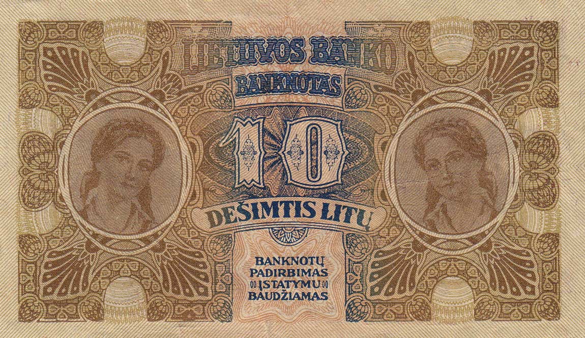 Back of Lithuania p18a: 10 Litu from 1922
