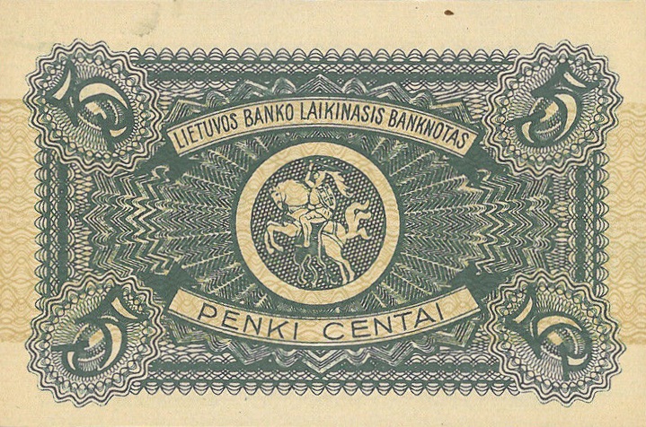 Back of Lithuania p2a: 5 Centai from 1922