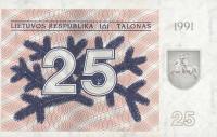 p36a from Lithuania: 25 Talonas from 1991