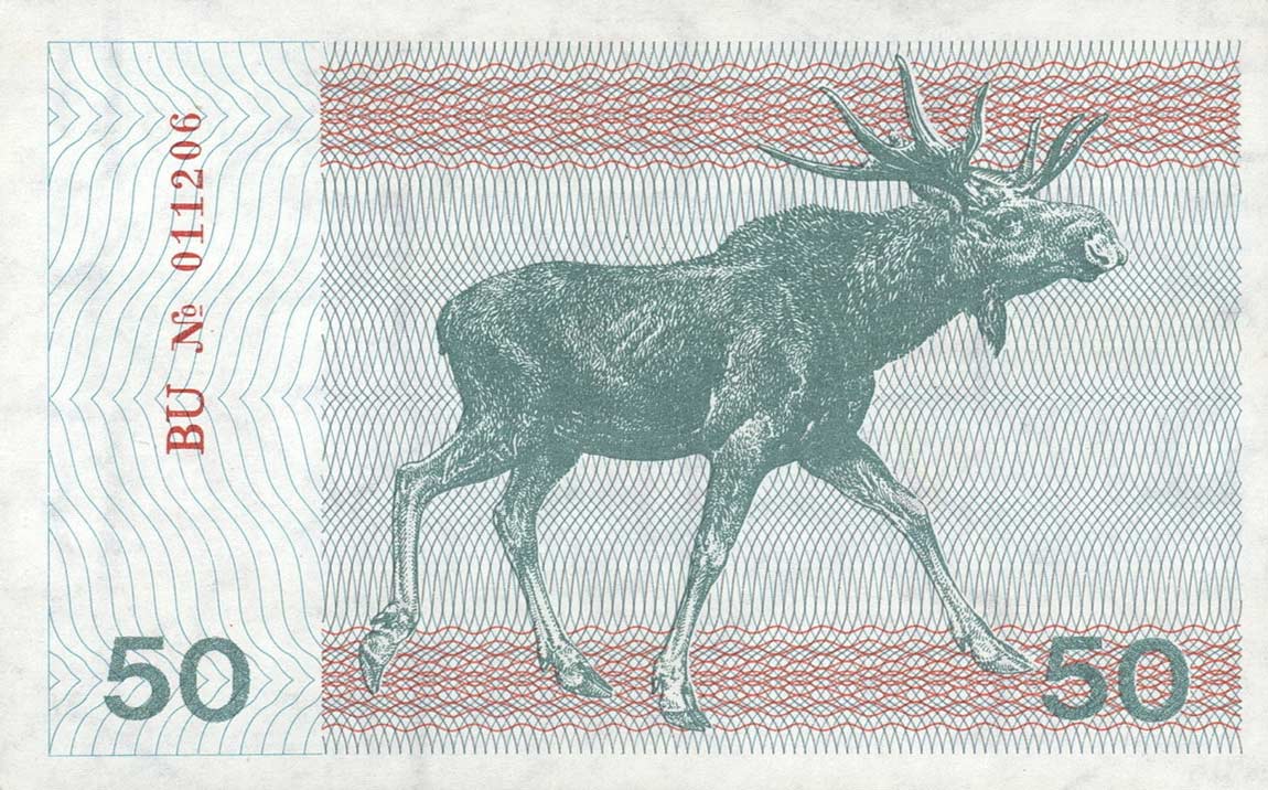 Back of Lithuania p37a: 50 Talonas from 1991