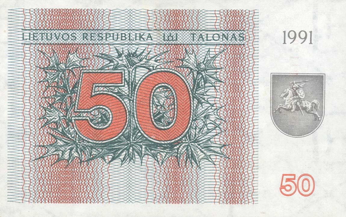 Front of Lithuania p37a: 50 Talonas from 1991