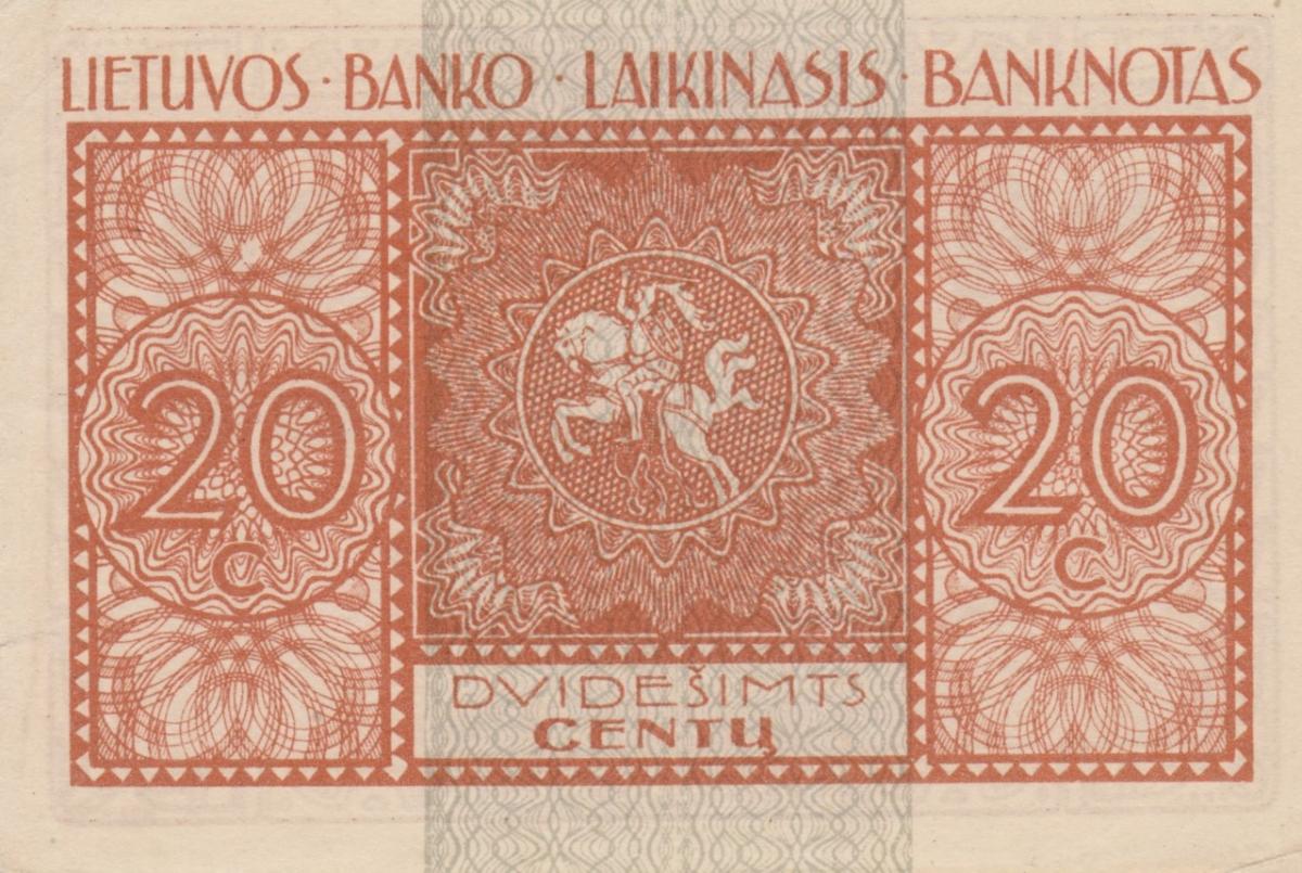 Back of Lithuania p3a: 20 Centu from 1922