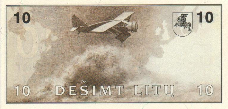 Back of Lithuania p47a: 10 Litu from 1991