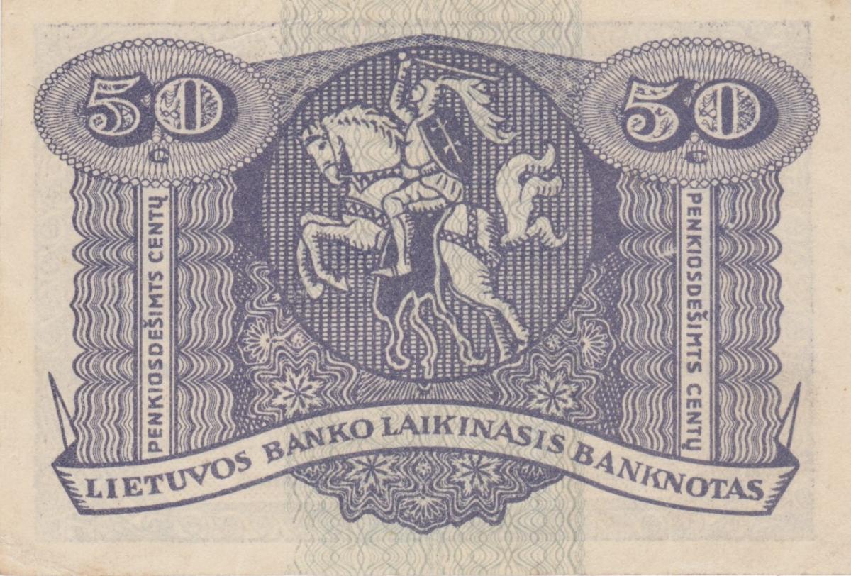 Back of Lithuania p4a: 50 Centu from 1922