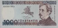 p52a from Lithuania: 1000 Litu from 1991