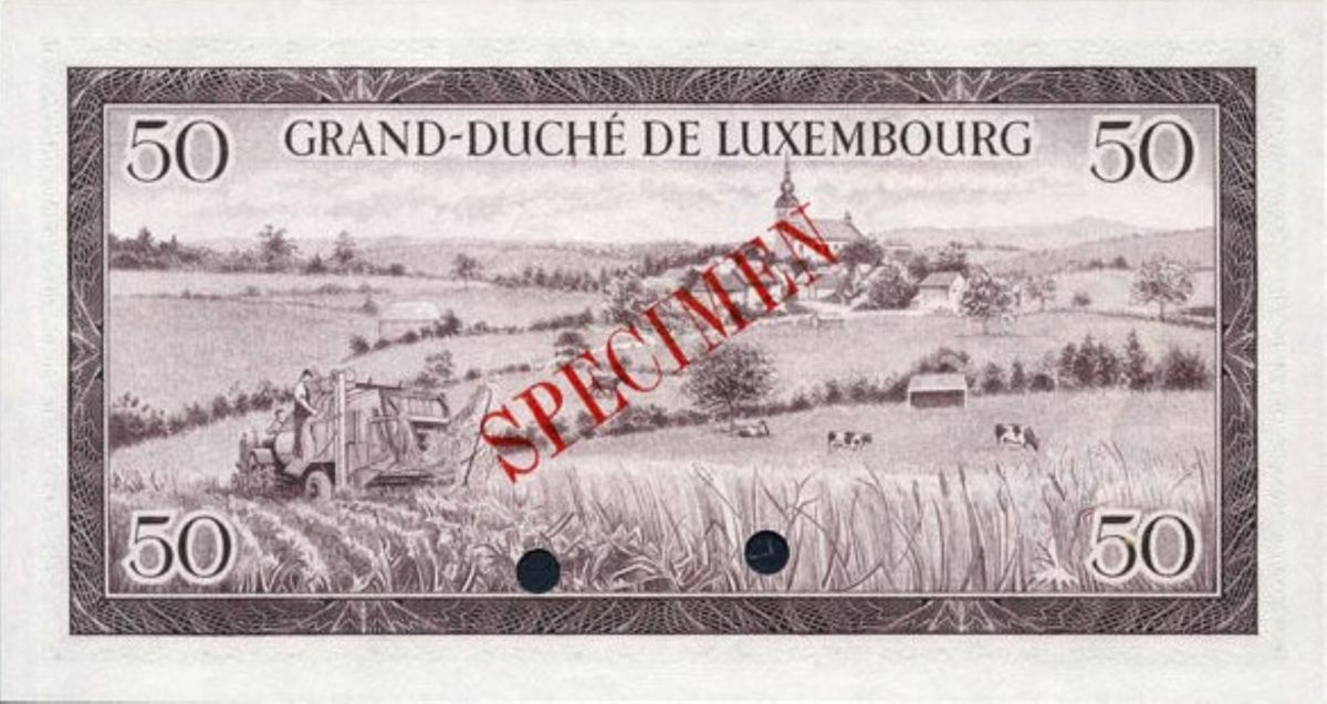 Back of Luxembourg p51s: 50 Francs from 1961