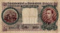 p3b from Barbados: 2 Dollars from 1939