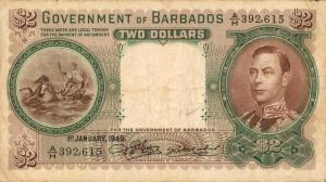 p3c from Barbados: 2 Dollars from 1949
