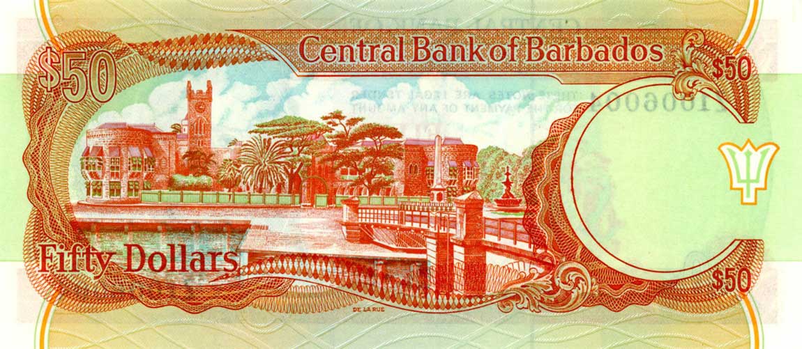 Back of Barbados p40r: 50 Dollars from 1989