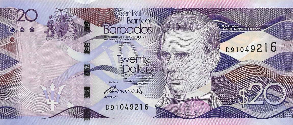 Front of Barbados p76b: 20 Dollars from 2017