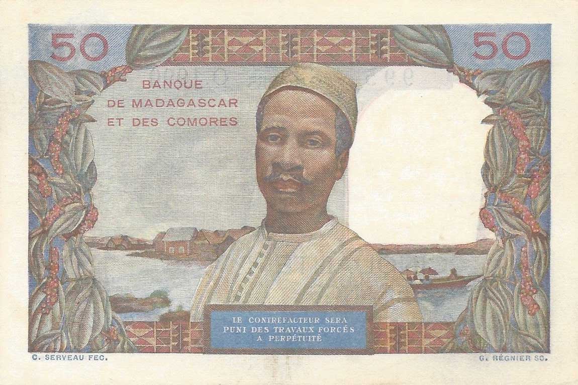 Back of Madagascar p45b: 50 Francs from 1950