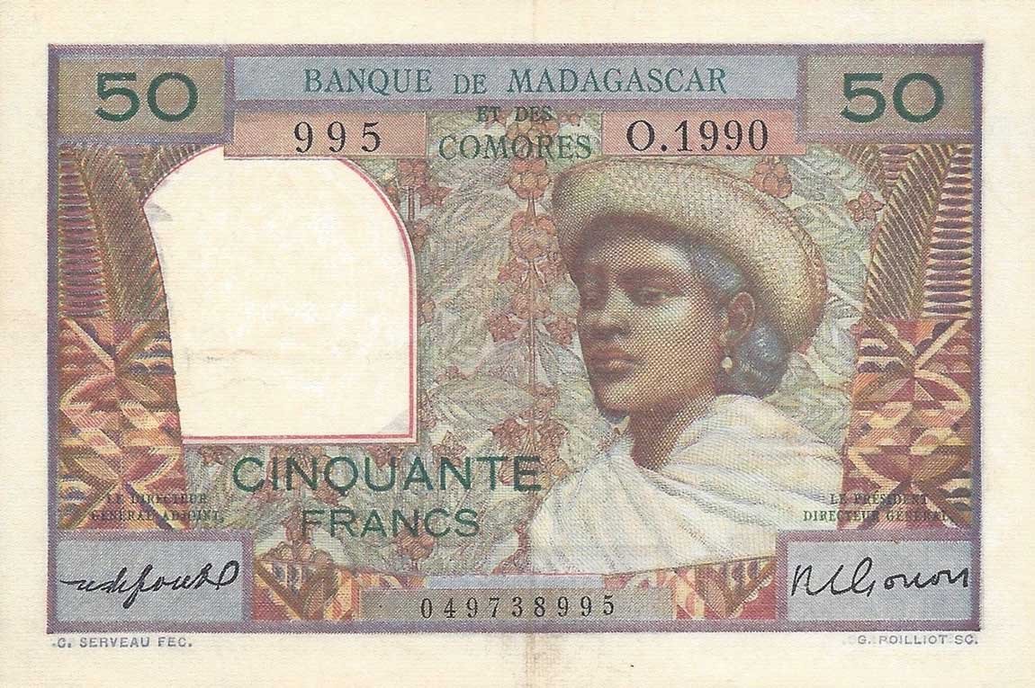 Front of Madagascar p45b: 50 Francs from 1950