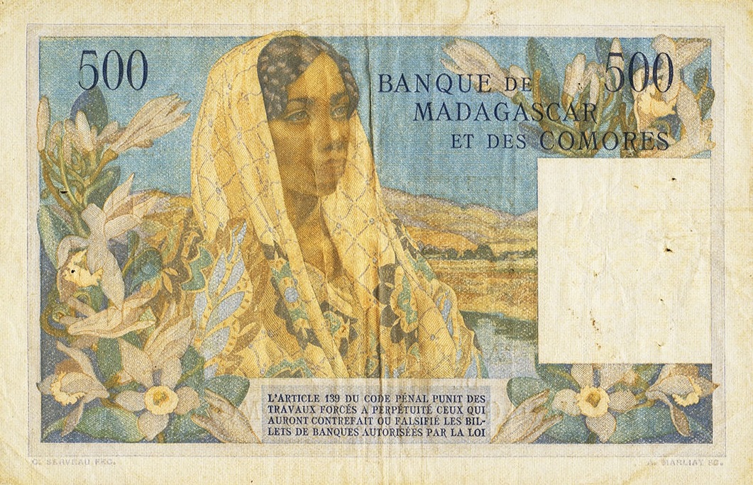 Back of Madagascar p47a: 500 Francs from 1950