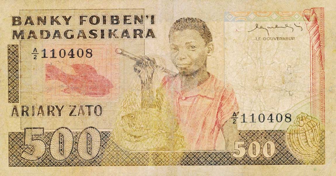 Front of Madagascar p67a: 500 Francs from 1983