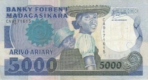p69b from Madagascar: 5000 Francs from 1983