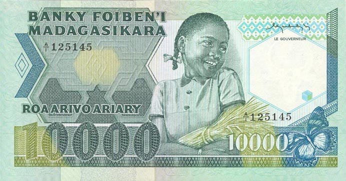 Front of Madagascar p70a: 10000 Francs from 1983