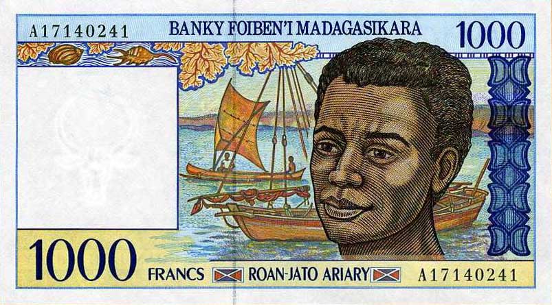 Front of Madagascar p76a: 1000 Francs from 1994