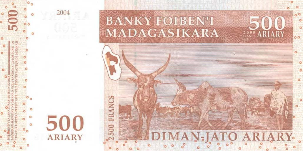 Back of Madagascar p88c: 500 Ariary from 2004