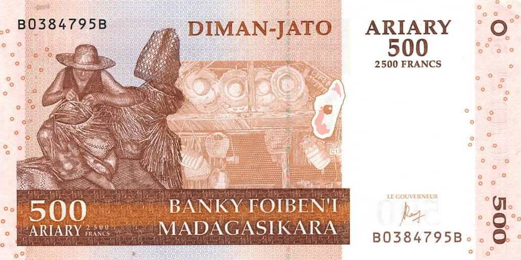 Front of Madagascar p88c: 500 Ariary from 2004