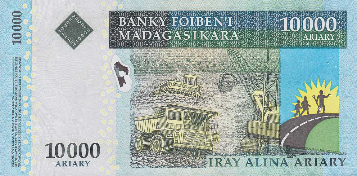 Back of Madagascar p92b: 10000 Ariary from 2009