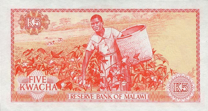 Back of Malawi p11a: 5 Kwacha from 1964