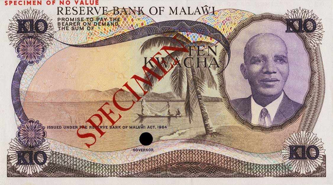 Front of Malawi p12ct: 10 Kwacha from 1973