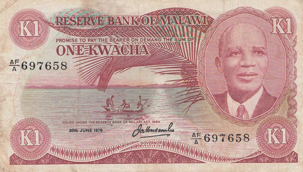 Front of Malawi p14c: 1 Kwacha from 1979