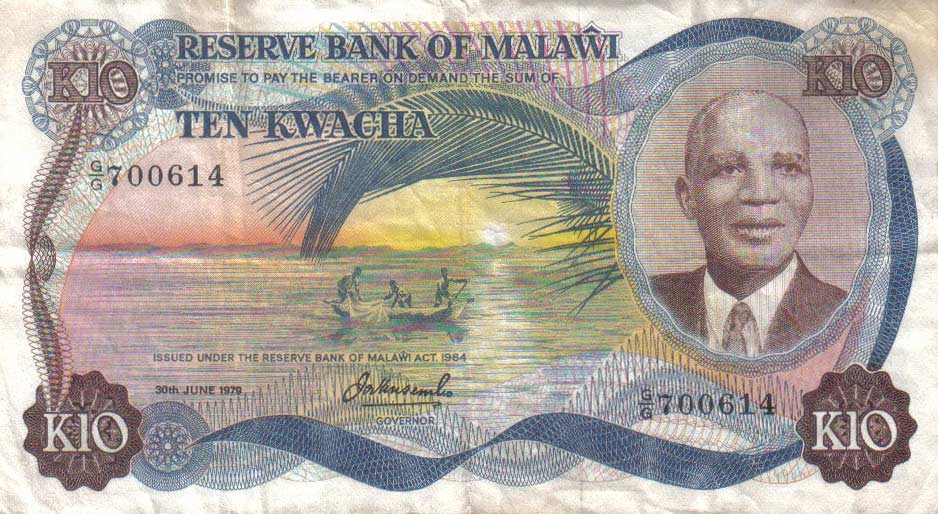 Front of Malawi p16c: 10 Kwacha from 1979