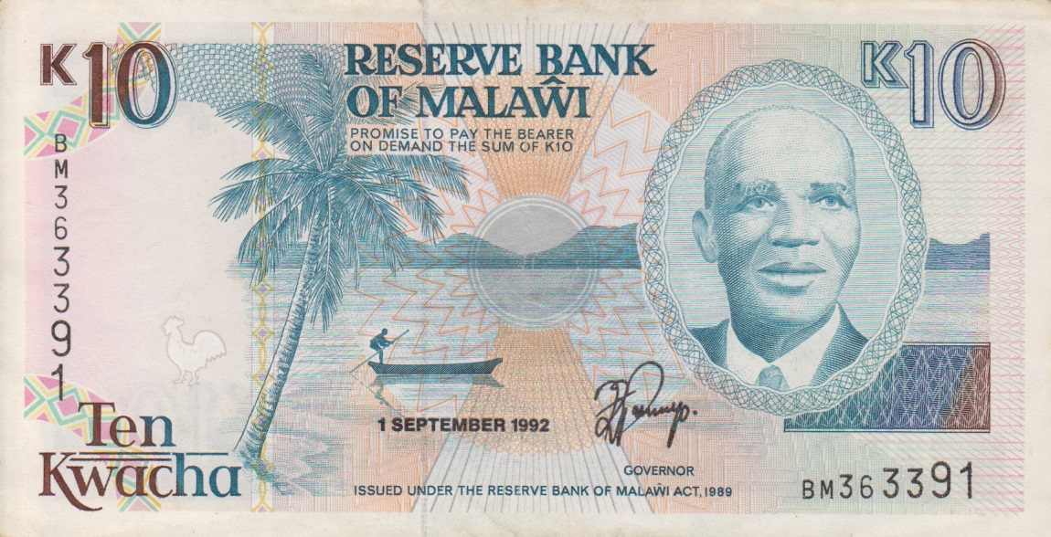 Front of Malawi p25b: 10 Kwacha from 1992