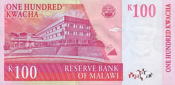 Back of Malawi p40a: 100 Kwacha from 1997