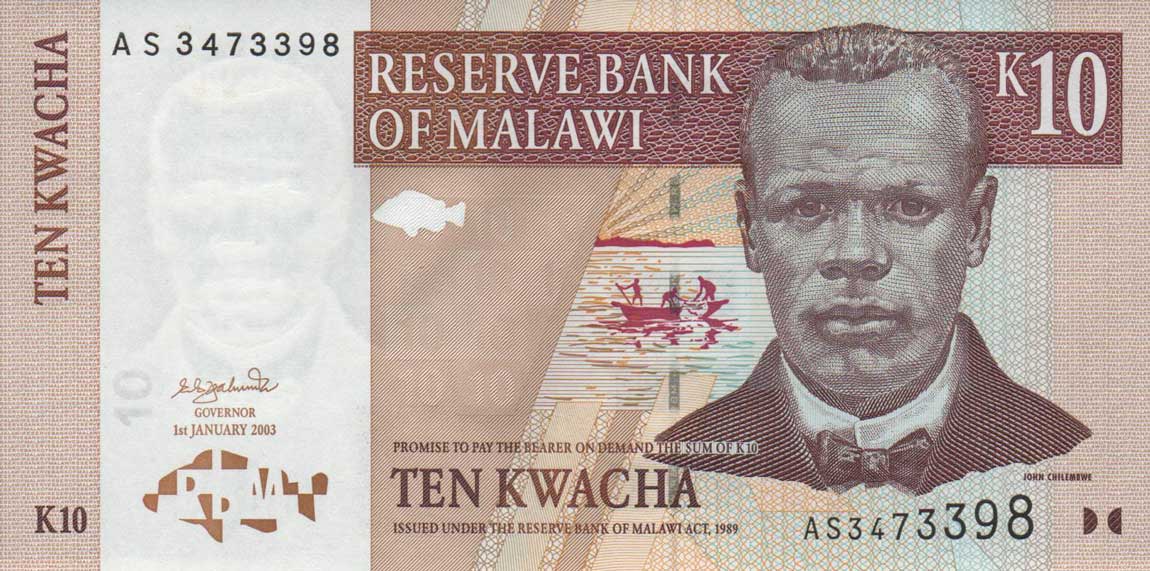Front of Malawi p43a: 10 Kwacha from 2003