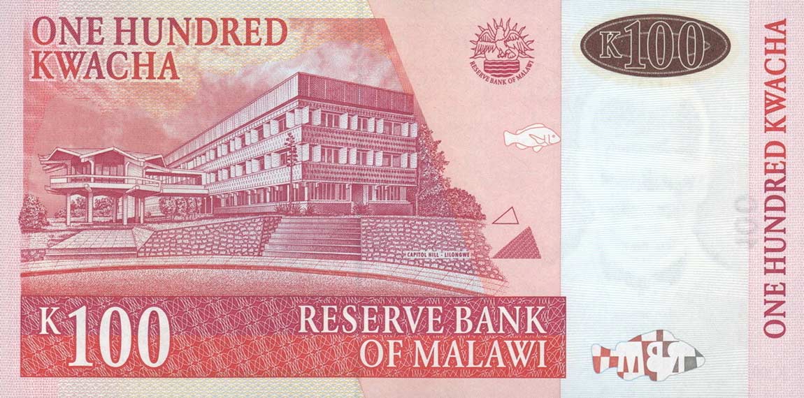 Back of Malawi p46c: 100 Kwacha from 2003