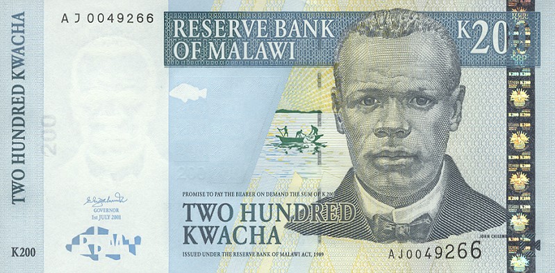 Front of Malawi p47a: 200 Kwacha from 2001