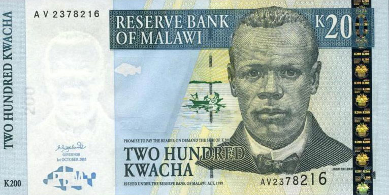 Front of Malawi p47b: 200 Kwacha from 2003