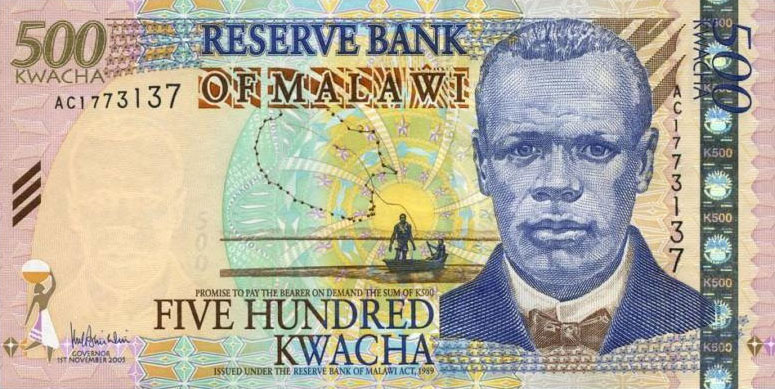 Front of Malawi p56a: 500 Kwacha from 2005