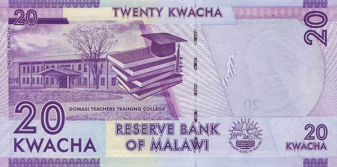 Back of Malawi p57b: 20 Kwacha from 2012