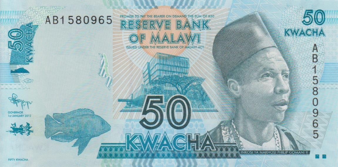 Front of Malawi p58a: 50 Kwacha from 2012