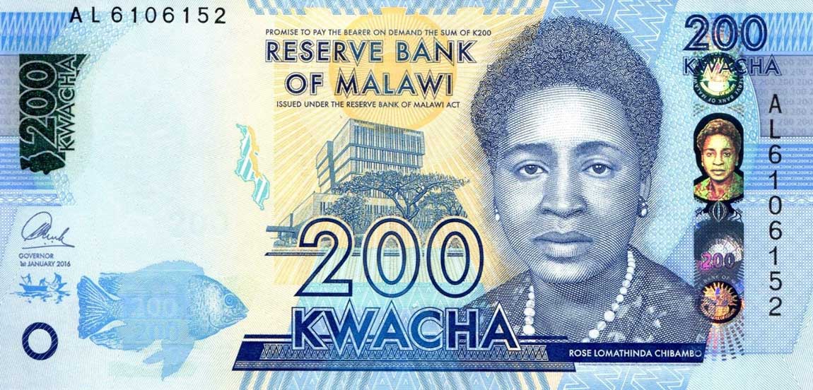 Front of Malawi p60c: 200 Kwacha from 2016