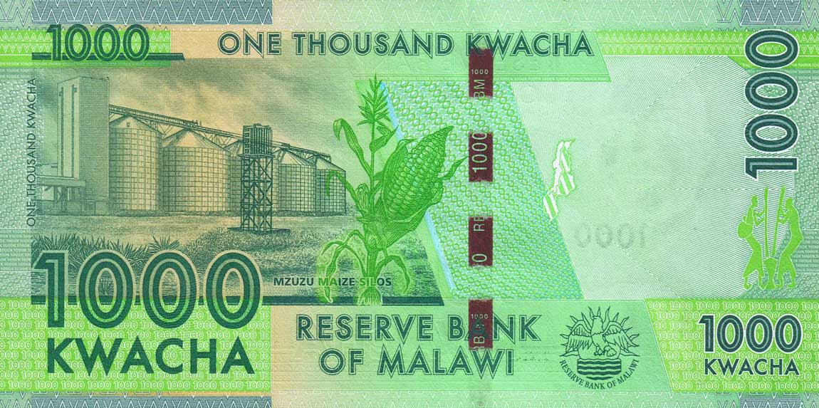 Back of Malawi p67c: 1000 Kwacha from 2017