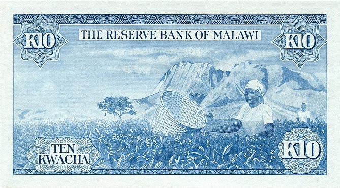 Back of Malawi p8a: 10 Kwacha from 1971