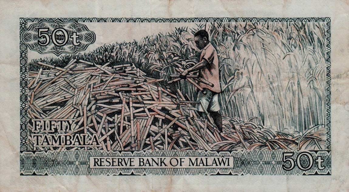 Back of Malawi p9b: 50 Tambala from 1974