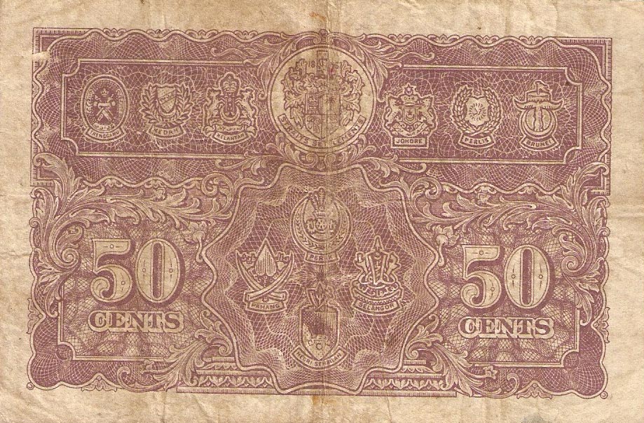 Back of Malaya p10a: 50 Cents from 1941