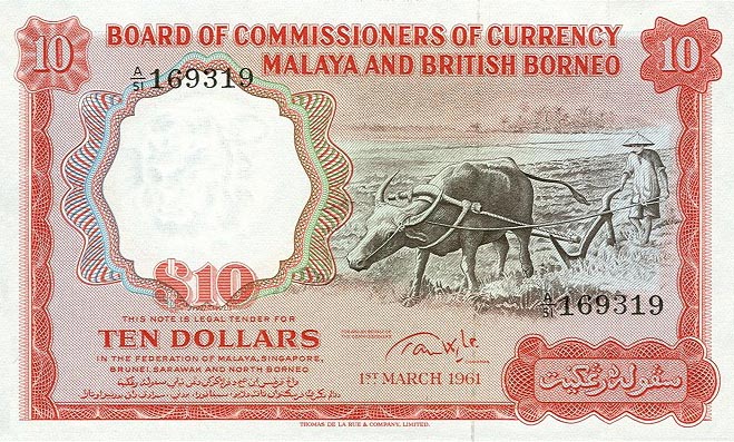 Front of Malaya and British Borneo p9b: 10 Dollars from 1961