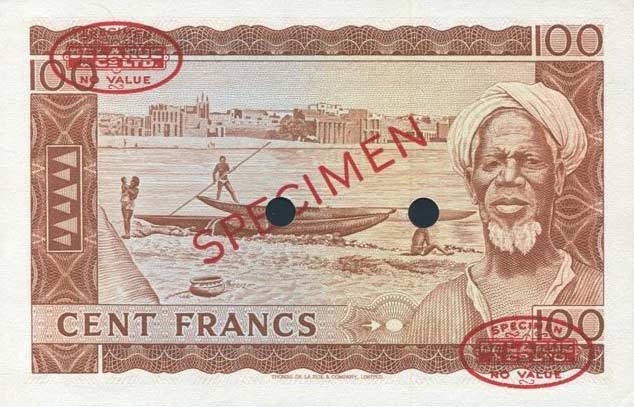 Back of Mali p7s: 100 Francs from 1960