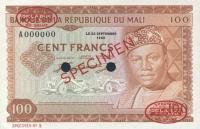 p7s from Mali: 100 Francs from 1960