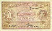 p20a from Malta: 1 Pound from 1940